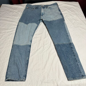 Men's PacSun Slim Taper Patchwork Jeans Waist 32 Blue Light Blue #92